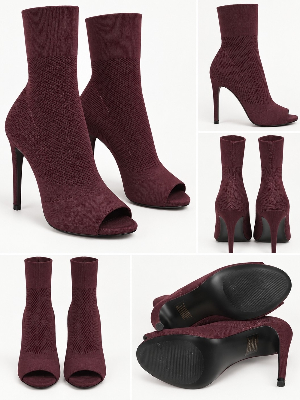 Women's Steve Madden Bordeaux Knit Peep-Toe Stiletto Booties